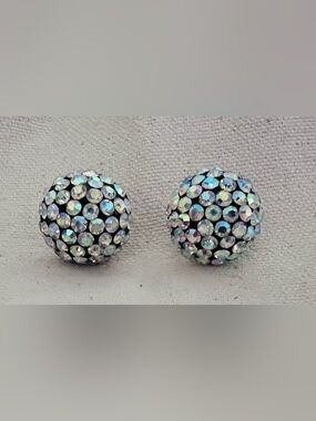 Crystal Pave Stud Earrings - Iridescent Sparkle